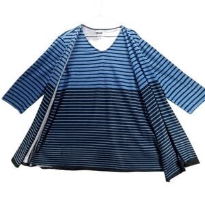 NWT Catherines Cardigan And Tank Top Women's 1X Striped V-Neck